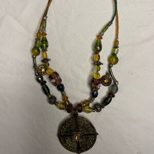 Multi-strand artisan beaded necklace